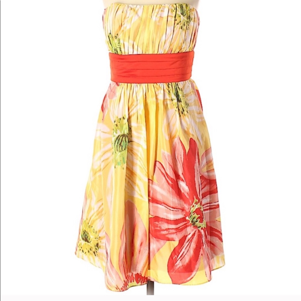 BCBG Paris Strapless Floral Dress